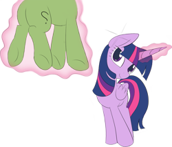 Size: 1299x1107 | Tagged: artist needed, safe, color edit, edit, twilight sparkle, twilight sparkle (alicorn), anon pony, oc, oc:anon, alicorn, pony, background removed, colored, female, floating, folded wings, glowing horn, head tilt, horn, implied transformation, levitation, magic, simple background, smiling, standing, telekinesis, transparent background