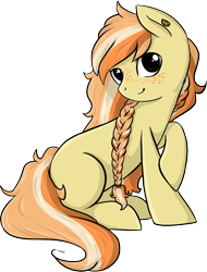 Size: 850x1118 | Tagged: safe, artist:violentdreamsofmine, oc, oc only, earth pony, pony, braid, ear piercing, earring, female, freckles, jewelry, mare, piercing, simple background, sitting, solo, transparent background