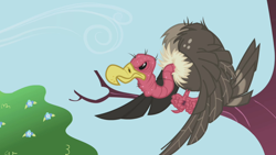 Size: 1280x720 | Tagged: safe, screencap, bird, pony, the ticket master, animal, buzzard, perching, solo, vulture