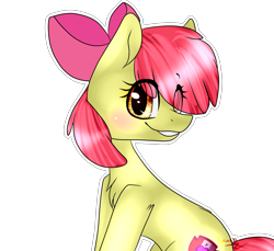 Size: 3500x3200 | Tagged: safe, artist:katzishiki, apple bloom, pony, bust, cutie mark, female, filly, high res, simple background, solo, the cmc's cutie marks, transparent background