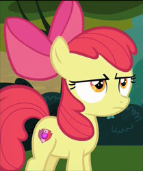 Size: 619x742 | Tagged: safe, screencap, apple bloom, pony, marks and recreation, solo focus, unamused