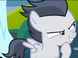 Size: 991x742 | Tagged: safe, screencap, rumble, pegasus, pony, marks and recreation, colt, cropped, discovery family logo, evil face, male, solo