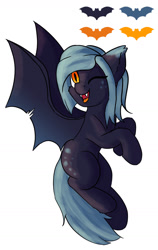 Size: 1144x1806 | Tagged: safe, artist:kameomia, oc, oc only, bat pony, pony, female, mare, one eye closed, solo, wink