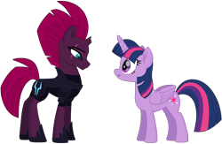 Size: 9546x6233 | Tagged: safe, artist:ejlightning007arts, tempest shadow, twilight sparkle, twilight sparkle (alicorn), alicorn, pony, unicorn, my little pony: the movie, absurd resolution, armor, broken horn, eye scar, female, mare, scar, simple background, smiling, transparent background