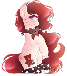 Size: 1417x1600 | Tagged: safe, artist:skimea, oc, oc only, oc:teddy heart, earth pony, pony, female, mare, simple background, solo, teddy bear, transparent background