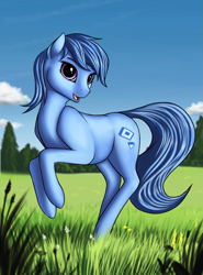 Size: 1635x2209 | Tagged: safe, artist:lightly-san, oc, oc only, earth pony, pony, female, field, grass, grass field, mare, rearing, solo