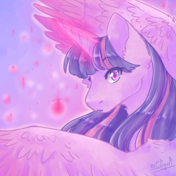 Size: 990x990 | Tagged: safe, artist:saiyuri-hokkaido, twilight sparkle, twilight sparkle (alicorn), alicorn, pony, female, magic, mare, signature, solo