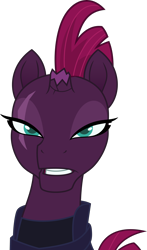 Size: 3000x5095 | Tagged: safe, artist:dashiesparkle, tempest shadow, my little pony: the movie, absurd resolution, broken horn, eye scar, faic, lidded eyes, looking at you, scar, simple background, solo, teeth, transparent background, vector