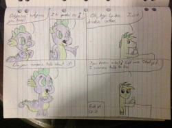 Size: 2592x1936 | Tagged: safe, artist:didgereethebrony, spike, oc, oc:didgeree, dragon, lined paper, traditional art