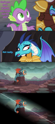 Size: 1280x2895 | Tagged: safe, artist:queencold, edit, edited screencap, screencap, dragon lord ember, dragon lord torch, princess ember, spike, dragon, gauntlet of fire, screencap comic