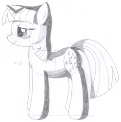 Size: 1349x1354 | Tagged: safe, artist:aafh, twilight sparkle, unicorn, monochrome, solo, traditional art