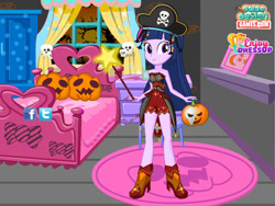 Size: 800x600 | Tagged: safe, artist:user15432, twilight sparkle, twilight sparkle (alicorn), alicorn, human, equestria girls, boots, clothes, color design, costume, dress up, dressup, enjoy dressup, halloween, halloween costume, hasbro, hasbro studios, hat, holiday, jack-o-lantern, magic wand, pirate, pirate hat, pumpkin, shoes