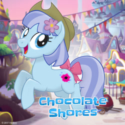 Size: 1080x1080 | Tagged: safe, oc, oc only, oc:chocolate shores, earth pony, pony, my little pony: the movie, bow, cowboy hat, flower, flower in hair, hat, mlp movie pony maker, solo, tail bow