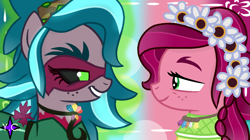 Size: 1024x574 | Tagged: safe, artist:yaycelestia0331, gaea everfree, gloriosa daisy, pony, equestria girls ponified, ponified