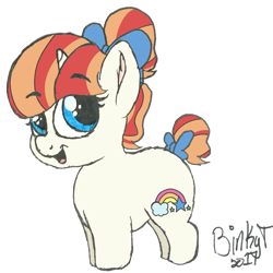 Size: 1476x1475 | Tagged: safe, artist:binkyt11, derpibooru exclusive, rainbow stars, pony, unicorn, bow, chibi, colored digitally, ear fluff, female, hair bow, mare, simple background, solo, tail bow, traditional art, transparent background