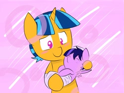 Size: 2048x1536 | Tagged: safe, artist:periwinkietwinkie, oc, oc only, oc:solar flare, oc:starlight, pegasus, pony, unicorn, baby, baby pony, colt, male, offspring, parent:flash sentry, parent:twilight sparkle, parents:flashlight, siblings