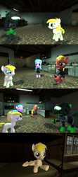 Size: 1920x4320 | Tagged: safe, artist:soad24k, oc, oc only, oc:chipper leaf, oc:flash bang, oc:green, oc:macalin, earth pony, pony, 3d, comic, cyoa, cyoa:filly adventure, female, filly, gmod