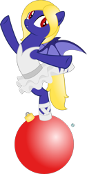 Size: 1623x3227 | Tagged: safe, artist:arifproject, oc, oc only, oc:butter cream, bat pony, pony, balancing, ballerina, bat pony oc, christmas ornament, clothes, decoration, female, mare, signature, simple background, slit eyes, solo, standing, standing on one leg, transparent background, vector