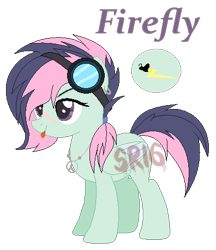 Size: 396x459 | Tagged: safe, artist:superrosey16, oc, oc only, oc:firefly, pegasus, pony, female, goggles, mare, offspring, parent:fluttershy, parent:soarin', parents:soarinshy, simple background, solo, transparent background, watermark