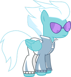 Size: 986x1074 | Tagged: safe, artist:frownfactory, fleetfoot, pegasus, pony, .svg available, clothes, female, mare, simple background, solo, sunglasses, svg, transparent background, vector, white hair, white mane, white tail, wings, wonderbolts