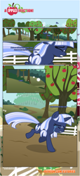 Size: 1919x4225 | Tagged: safe, artist:estories, oc, oc only, oc:silverlay, pony, unicorn, comic:a(pple)ffection, comic, crying, female, mare, running, solo, sweet apple acres