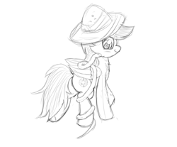 Size: 2665x2204 | Tagged: safe, artist:pzkratzer, daring do, snake, clothes, fluffy, hat, monochrome, plot, sketch