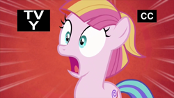 Size: 914x514 | Tagged: safe, screencap, toola roola, pony, fame and misfortune, female, filly, foal, shocked, solo, tv-y