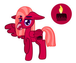 Size: 1346x1127 | Tagged: safe, artist:casanova-mew, oc, oc only, oc:red velvet, pegasus, pony, bubblegum, female, food, gum, magical lesbian spawn, mare, offspring, parent:pinkie pie, parent:twilight sparkle, parents:twinkie, solo