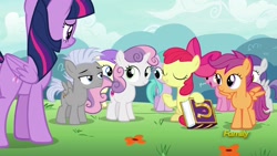 Size: 1920x1080 | Tagged: safe, screencap, alula, apple bloom, aura (character), chipcutter, ruby pinch, scootaloo, sweetie belle, tornado bolt, twilight sparkle, twilight sparkle (alicorn), alicorn, pony, fame and misfortune, cutie mark crusaders