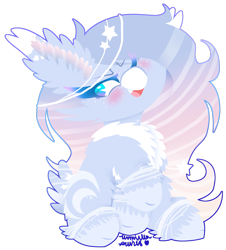 Size: 1024x1134 | Tagged: safe, artist:vanillaswirl6, oc, oc only, oc:astral, earth pony, pony, colored hooves, colored muzzle, female, freckles, hair accessory, long mane, mare, multicolored hair, one eye closed, raised hoof, simple background, sitting, solo, stars, transparent background, unshorn fetlocks, wink, ych result