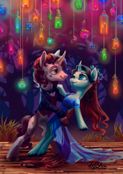 Size: 2480x3507 | Tagged: safe, artist:holivi, oc, oc only, pony, clothes, commission, dress, female, looking at each other, male, mare, married couple, oc x oc, shipping, smiling, stallion, straight