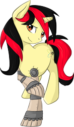 Size: 1012x1725 | Tagged: safe, artist:violentdreamsofmine, oc, oc only, oc:technical matrix, pony, unicorn, amputee, male, prosthetic limb, prosthetics, simple background, solo, stallion, transparent background