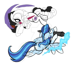 Size: 1024x922 | Tagged: safe, artist:azure-art-wave, oc, oc only, oc:azure, oc:rose, earth pony, pegasus, pony, colored sketch, female, mare, mouth hold, pencil, simple background, sketch, transparent background, watermark