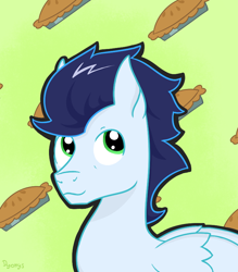 Size: 700x800 | Tagged: safe, artist:dyonys, soarin', pegasus, pony, food, male, pie, stallion, that pony sure does love pies