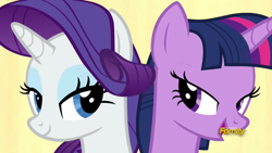 Size: 1920x1080 | Tagged: safe, screencap, rarity, twilight sparkle, twilight sparkle (alicorn), alicorn, pony, unicorn, fame and misfortune, flawless, lidded eyes