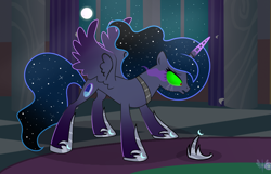 Size: 5144x3323 | Tagged: safe, artist:velveagicsentryyt, oc, oc only, oc:moonlight sonata, alicorn, pony, crown, dark magic, female, high res, jewelry, magic, mare, night, regalia, solo