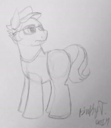 Size: 1818x2095 | Tagged: safe, artist:binkyt11, derpibooru exclusive, pony, fame and misfortune, male, monochrome, mr. plinkett, plinkett, solo, stallion, that was fast, traditional art