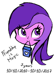 Size: 600x800 | Tagged: safe, artist:purpleloverpony, amethyst star, sparkler, equestria girls, bag, bust, c:, happy birthday mlp:fim, mlp fim's seventh anniversary, mouth hold, simple background, smiling, transparent background