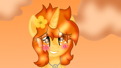 Size: 1366x768 | Tagged: safe, artist:doraemonfan4life, oc, oc only, oc:aspen, blushing, cute, flower, jewelry, necklace, solo