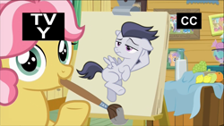 Size: 1320x742 | Tagged: safe, edit, edited screencap, screencap, babs seed, kettle corn, rumble, pegasus, pony, marks and recreation, colt, draw me like one of your french girls, exploitable meme, kettle draws, male, meme, tv-y