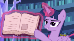 Size: 400x225 | Tagged: safe, screencap, twilight sparkle, twilight sparkle (alicorn), alicorn, pony, fame and misfortune, animated, discovery family logo, friendship journal, gif