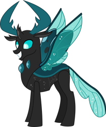 Size: 3699x4397 | Tagged: safe, artist:frownfactory, thorax, changedling, changeling, triple threat, .svg available, alternative colors, antlers, dark changedling, horn, king thorax, male, simple background, solo, stallion, svg, transparent background, vector, wings