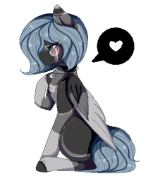 Size: 354x378 | Tagged: safe, artist:mauuwde, oc, oc only, oc:hiyori, pegasus, pony, blushing, female, heart, mare, pixel art, simple background, sitting, solo, transparent background