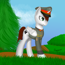 Size: 1024x1024 | Tagged: safe, artist:recordmelodie, oc, oc only, oc:blitzsturm, unicorn, clothes, commission, field marshal, general, male, military, military tactician, military uniform, solo, stallion, uniform, wehrmacht