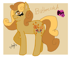 Size: 1396x1134 | Tagged: safe, artist:darkangelpuppet01, butterscotch (g1), butterscotch (g3), g1, g3, eyeshadow, g1 to g4, g3 to g4, generation leap, heart eyes, makeup, solo, wingding eyes