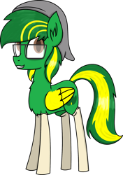 Size: 1200x1701 | Tagged: safe, artist:kiwipone, oc, oc only, oc:kiwi aura, pegasus, pony, 2018 community collab, beanie, clothes, derpibooru community collaboration, glasses, hat, male, simple background, smiling, socks, solo, transparent background