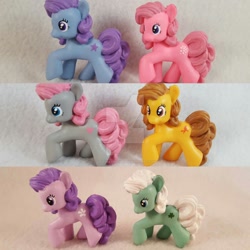 Size: 1024x1024 | Tagged: safe, artist:ladysatine2004, blossom, blue belle, butterscotch (g1), cotton candy (g1), minty (g1), snuzzle, g1, blind bag, custom, irl, original six, photo, toy