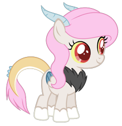 Size: 1276x1312 | Tagged: safe, artist:cutiesparkle, oc, oc only, oc:corona, hybrid, female, filly, interspecies offspring, offspring, parent:discord, parent:princess celestia, parents:dislestia, simple background, solo, transparent background