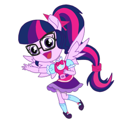 Size: 1500x1500 | Tagged: safe, artist:chautung, sci-twi, twilight sparkle, equestria girls, chibi, clothes, cute, dress, glasses, scitwilicorn, simple background, solo, transparent background