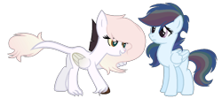 Size: 1103x528 | Tagged: safe, artist:theapplebeauty, oc, oc only, hybrid, pegasus, pony, female, interspecies offspring, mare, offspring, parent:discord, parent:fluttershy, parent:rainbow dash, parent:soarin', parents:discoshy, parents:soarindash, simple background, transparent background